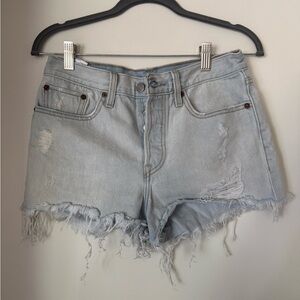 Levi's Frayed Light Blue Jean Shorts